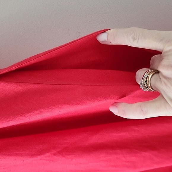 SOLD Marven Singer Vintage Red Linen Button Back Midi Dress 12 B3 - Picture 7 of 10